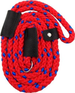 Dog Lead: Red with Royal Blue Fleck Slip Lead, 12mm thick, 1.5m long
