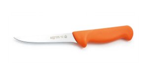 Puma Knife: PUMA German Made boning knife, straight semi-flex, 13 cm Blade with Orange Handle