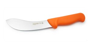 Puma Knife: PUMA skinning knife with bent, stiff, 15 cm Blade German Made with Orange Handle