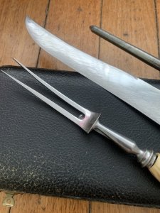Vintage 'Used' 3 Piece Carving Set Knife, Fork & Sharpening Rod