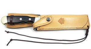 Puma Knife: Puma Rüdemann 40 with Black Micarta Handle in Sheath & Custom Wooden Box