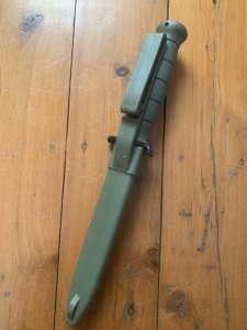 GLOCK Original Austrian Made MILITARY GREEN Saw Back Field Knife with Polymer Scabbard
