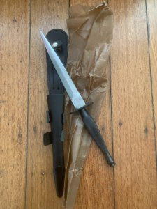 J.NOWILL & SONS  J.ADAMS SHEFFIELD ENGLAND BLACK/SILVER FS COMMANDO KNIFE