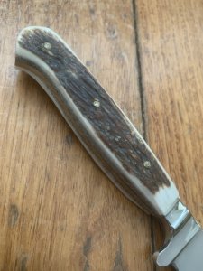 1970's Hubertus Solingen Jagdnicker Knife with Deer Antler Handle & Sheath