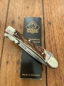 Puma Knife: Puma 2006 Large Medici JCW Lock back Knife with Stag Handle in Box