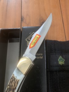 Puma Knife: Puma 2008 Duke Folding Knife with Stag Antler Handle &Puma Pouch