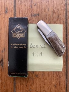 Puma Knife: Puma German 2006-*114 Micro Folding Knife with Stag Antler Handle and Box