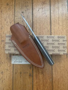 LionSTEEL Italy. Model B40 CVG Green Canvas Micarta Handle with Leather Sheath