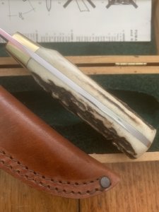 Puma Knife: Puma Original 4 Star Fixed Blade Knife with Stag Antler Handle in Original Wooden Box