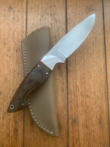 MAFFI SYDNEY AUSTRALIA *Oak Laminate Handled Fixed Blade Knife With Sheath