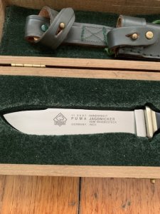 Puma Knife: Puma 1990 European Wildlife Collection 'ROE Deer Buck' Jagdnicker Knife with Ebony Handle Display Box and Warranty 169/200