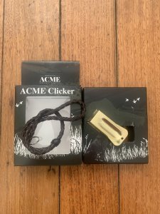 Whistle: Acme Polished Brass Clicker with Leather Wrist Strap