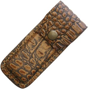 Knife Sheath: Alligator Skin effect Medium Leather Knife Pouch - 4-5 inches