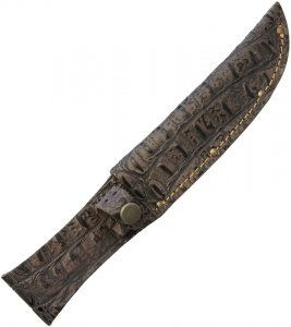 Knife Sheath: Brown Crocodile Pattern Leather Sheath - 6 inches