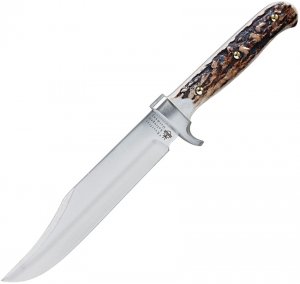 Linder 11" Bowie knife with Stag Antler Handle and beautiful Leather Sheath