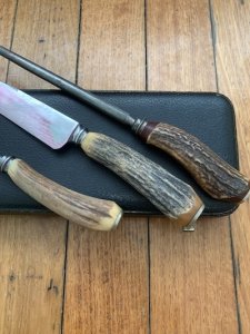 Vintage 'Used' 3 Piece Carving Set Knife, Fork & Sharpening Rod