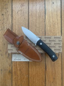LionSTEEL Italy. Model M4 GBK Black G10 Handle with Leather Sheath
