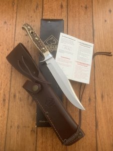 Puma Knife: Puma New 2003 Bowie Handmade Knife with Stag Antler Handle
