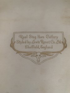 ASHBERRY Sheffield England 1930's-50's 12 Piece Stag Handled Knife & Fork Set.