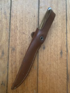 Puma Knife: Puma Vintage Pre-64 USED 3573 Boot Knife with Stag Handle & Custom Sheath