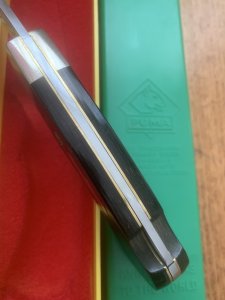 Puma Knife: Puma Original 1979 4 Star Folding Lock Blade Knife with Black Ebony Micarta Handle in Original Box #13971