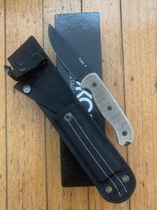 Ontario 2021 Ranger Series TAK-1 with Oat Brown Micarta Handle and Nylon Tactical Belt Sheath