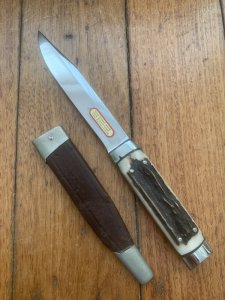 Puma Knife: Puma 1981 Vintage 3573 Boot Knife with Stag Handle & Original Sheath #26182