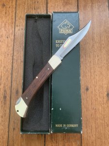 Puma Knife: Puma 1995 Trail Boss/Emperor 975 Folding Knife with Jacaranda Handle Original Box #51592