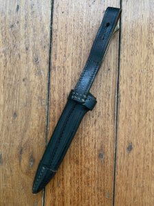 Puma Knife: 1950's 'USED' Jagdnicker Knife with Stag Handle In Original Forest Green Sheath