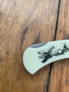 Puma Knife: Puma 4 Star Mini Folding Lock Knife with Scrimshaw Style White Tail Deer Handle