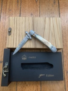 Puma Knife: Puma Medici 2024 Special Limited Edition, Damascus, Mammoth Tooth and Gold Etching in Display Box 0/50