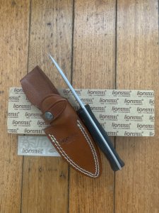 LionSTEEL Italy. Model M4 GBK Black G10 Handle with Leather Sheath