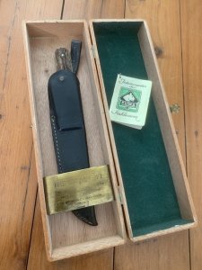 Puma Knife: Puma 1967 ForsterNicker Knife with Stag Handle & Original Wooden Box #84607