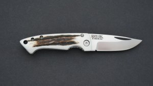 Silver Stag Liner Lock 2.5 " Blade Liner Lock Folding Knife with Stag Antler Handle