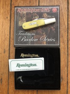 Remington made in USA Traditions Yellow Barlow Twin Blade Folding Knife