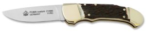 Puma Knife: Puma Custom Stag Antler Handled Lock Back Folding Knife & Saw Blade