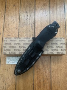 LionSTEEL Italy. Model T5 MI Canvas Micarta Handle Black Blade with Leather Sheath