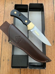 Puma Knife: Puma Original 1979 4 Star Fixed Blade Knife with Black Micarta Handle in Black Puma Box