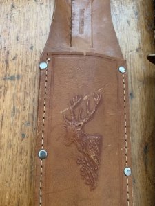 EC Solingen Germany Big 8" Blade Scout Bowie Knife with Stag Handle & Leather Sheath