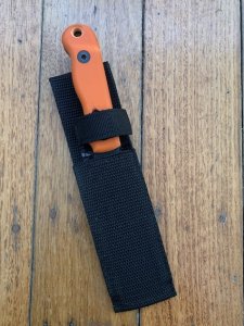 Ontario Ranger SHIV Knife with Orange Micarta Handle and Black Nylon Belt Sheath