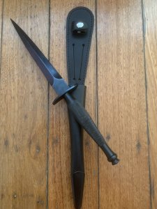 J.NOWILL & SONS  J.ADAMS SHEFFIELD ENGLAND BLACK FS COMMANDO KNIFE