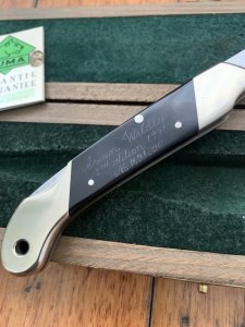 Puma Knife: Puma 1990 Asian Wildlife Collection 'Big Horn Sheep' model SATELITE Folding Knife with Ebony Handle Original Box and matching Warranty #169/200