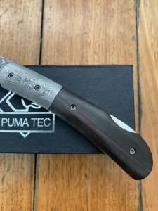 Puma Knife: Puma Tec Damascus Ebony Hardwood Folding Liner Lock Knife