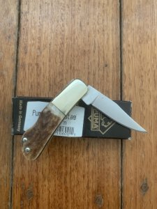 Puma Knife: Puma German 2010 Micro Folding Knife with Stag Antler Handle and Box