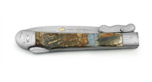 Puma Knife: Puma Medici 2024 Special Limited Edition, Damascus, Mammoth Tooth and Gold Etching in Display Box 0/50