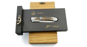 Puma Knife: Puma Medici 2024 Special Limited Edition, Damascus, Mammoth Tooth and Gold Etching in Display Box 0/50