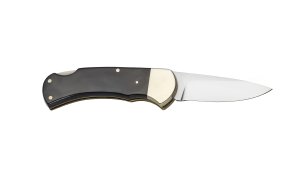 Puma Knife: Puma 2025 Date Stamp 4 Star Folding Lock Blade Knife with Black Buffalo Handle