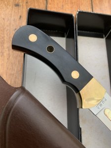 Puma Knife: Puma Original 1979 4 Star Fixed Blade Knife with Black Micarta Handle in Black Puma Box