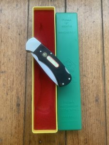 Puma Knife: Puma Original 1979 4 Star Folding Lock Blade Knife with Black Ebony Micarta Handle in Original Box #13971