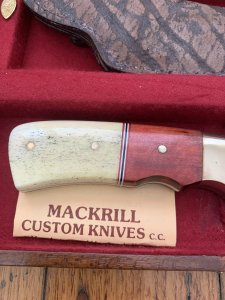 Mackrill Custom Knives 1999 SCI Limited edition African Rosewood & Giraffe Bone Handle #89-100